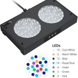 NICREW Aquarium LED Reef Light, Dimmable Full Spectrum Marine LED for Saltwater Coral Fish Tanks